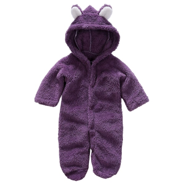 Nyfödd huvtröja overall bekväm att bära med söt djurdesign för födelsedagspresenter nyårspresenter Purple 3-6m