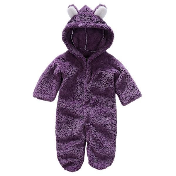Nyfödd Romper Jumpsuit med Huva Bekväm att Bära med Söt Djurdesign för Födelsedagspresenter och Nyårspresenter Purple 3-6m
