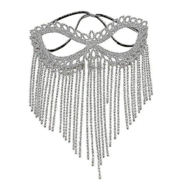 Crystal Veil Mask Rhinestone Dusk Cat Eye Mask Magedans Maskerade Hodeplagg Gold