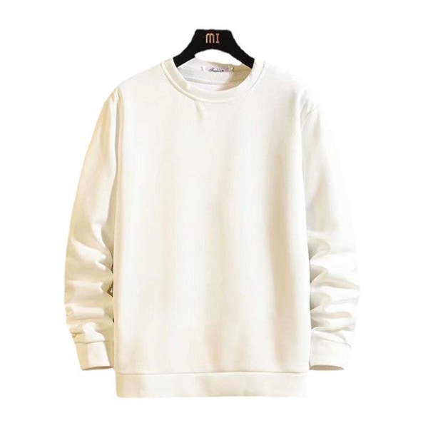 Løs Crewneck Sweatshirt til Mænd Blød Basis Pullover Sweatshirt Til Kontorarbejde Sportstøj Hjemme White L