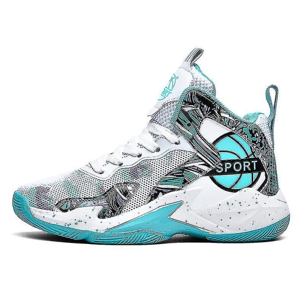 Børne Basketballsko Åndbare Sneakers Drenge Piger Sportssko Yj8768 WhiteGreen 38