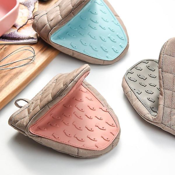 Silikon ugnsvantar Anti-skållning Vantar Kökssilikon Vantar Bricka Disk Skålhållare Bakning Isolering Handklämma Pink 1 Pair