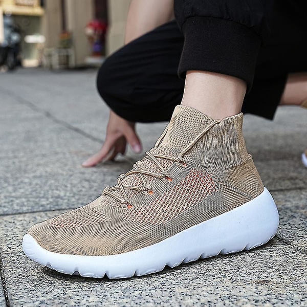 Herre Sneakers Løbe Tennissko Letvægts Åndbar Sport Atletisk 3c0810 Khaki 45