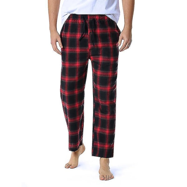 Bomullsvevde pyjamasbukser for menn, rutete lette lounge-sovebukser COLOR 6 S