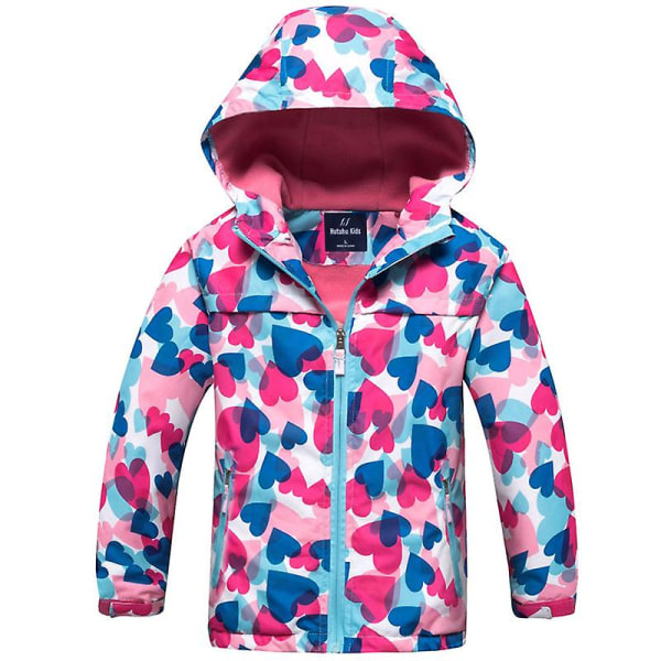 Kids Girls Print Windbreaker Huvjacka Fleecefodrad Full Zip Coat Ytterkläder Floral 3 7-8 Years