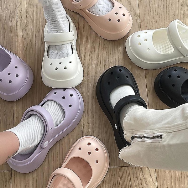Dame, Jenter Mary Jane Plattform Sandaler Tøfler Purple 36