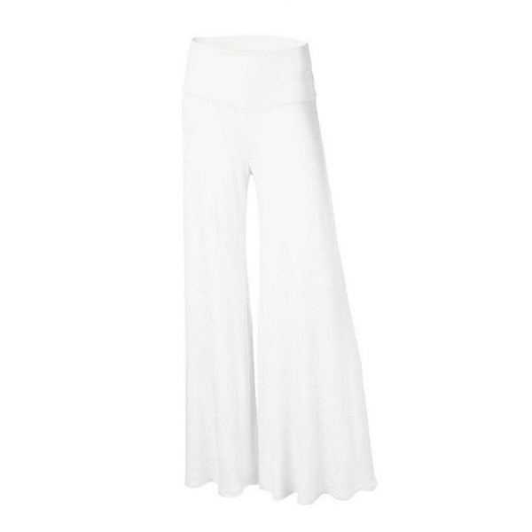 Dam Fit & Flare Enfärgade Palazzobyxor Mjuka Andningsbara Vardagsbyxor Full Längd Sommar Sport Gym Dans Yogabyxor White 4XL