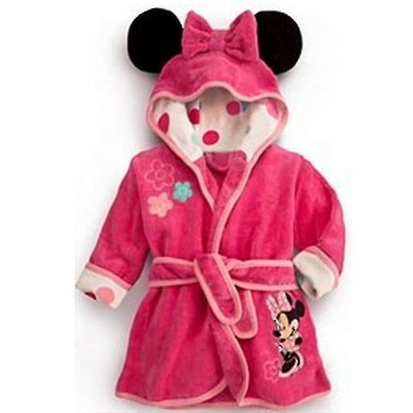 Barn Baby Mickey Mouse Huvtröja Fleece Badrock Klädnad Pojkar Flickor Djur Nattkläder-b Rose Red 4-5 Years