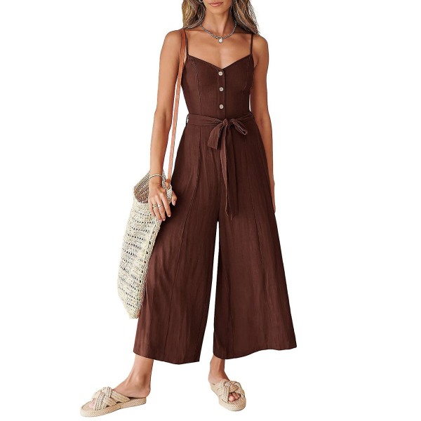 Sommarhängselkläder för damer Strandresekläder med fickor Lämpliga för flickor Kvinnor Älskare Mamma Wine Red 2XL