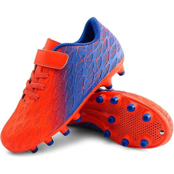 Fotballsko for barn, faste knotter, gutter, jenter, atletiske utendørssko Orange Blue 36
