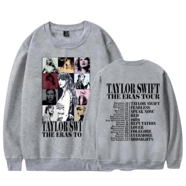 Taylor Swift The Eras Tour Print Unisex Sweatshirt Långärmad Crewneck Casual Lös Pullover Toppar Fans Presenter För Män Kvinnor Grey 3XL