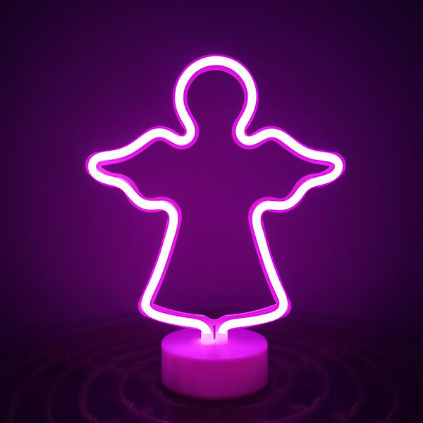 LED Neonljus Väggkonstskylt Sovrumsdekor Hängande Nattlampa Hemfest Högtidsdekor Julklapp Angel