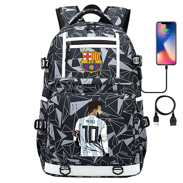Messi Barcelona tryckt ryggsäck resväska student skolväska vattentät datorväska38