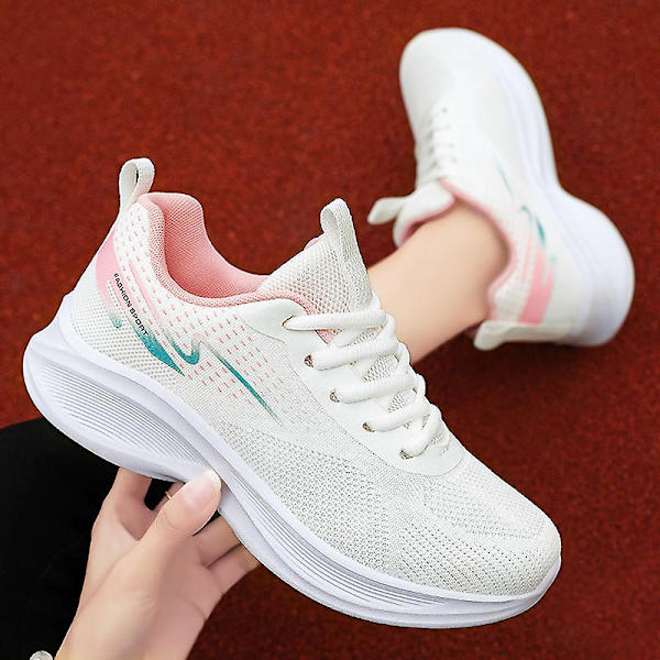 Sommer Casual Sko Med Bløde Såler Og Åndbare Sportssko Til Kvinder White 41