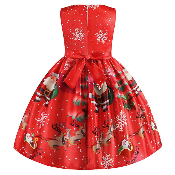 Jenter Juleprint Ermeløs Prinsesse Ballkjole Ballkjole Julebord Swing Kjole Big Red 5-6 Years