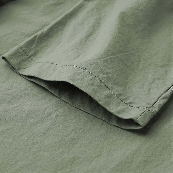 Badrock för män Bomull Linne Nattkläder 3/4 Ärm Sovplagg Badrock Morgonrock Green 3XL