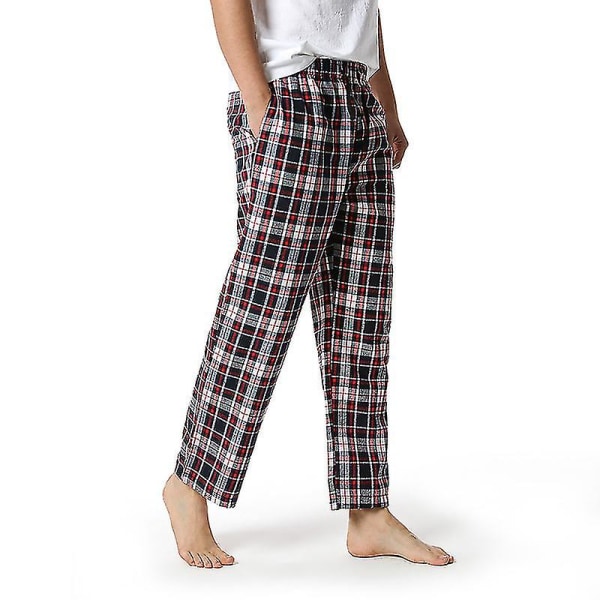 Bomullsvevde pyjamasbukser for menn, rutete lette lounge-sovebukser COLOR 4 M