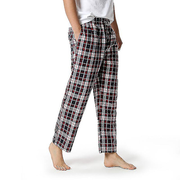 Miesten puuvillaiset kudotut pyjamahousut, ruudulliset kevyet olohousut COLOR 4 M