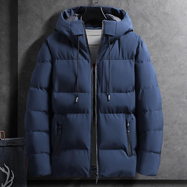 Ensfarvet bomuldsforet herrejakke, fortykket vindtæt varm top til vinter Dark Grey 4XL