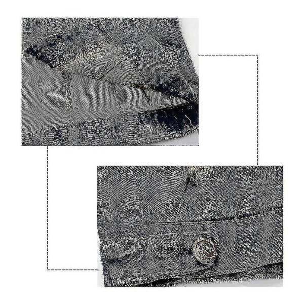 Retro, avslappet, slitt denimvest for menn uten ermer XL