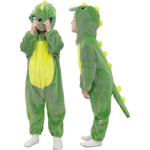 Taaperoikäisen vauvan tiikeri dinosaurus eläin naamiaisasu hupullinen romper haalari Green Dinosaur 110