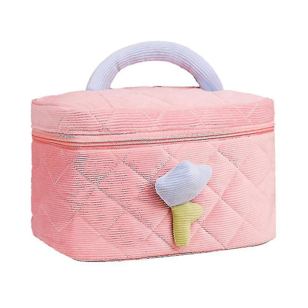 Naisten kosmetiikkalaukku, kannettava matkameikkilaukku, suuri tilavuus, suorakulmainen laukku, tyylikäs vetoketjullinen toilettilaukku Pink Square Shou Ti Kuan