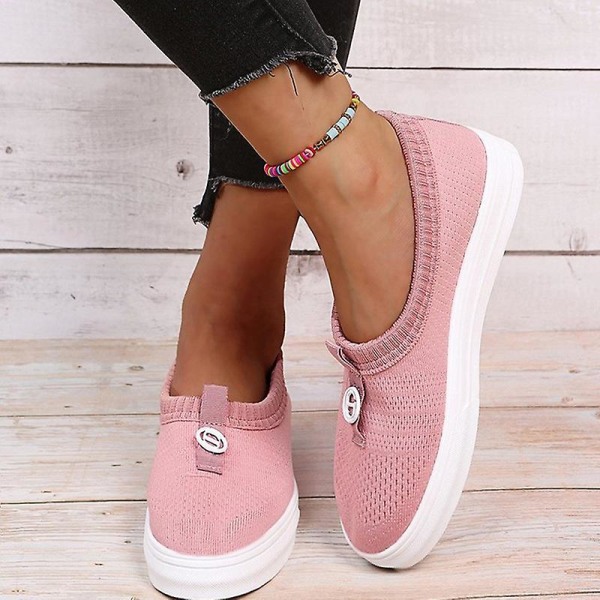 Slip-on promenadskor för dam, platta loafers i mesh, avslappnade, ventilerande och halkfria skor Light Blue 42