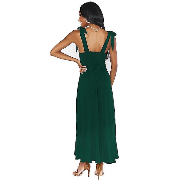 Eleganta Tärnklänningar för Kvinnor, Fyrkantig Halsringning, Delad Midi Formell Klänning Green XL