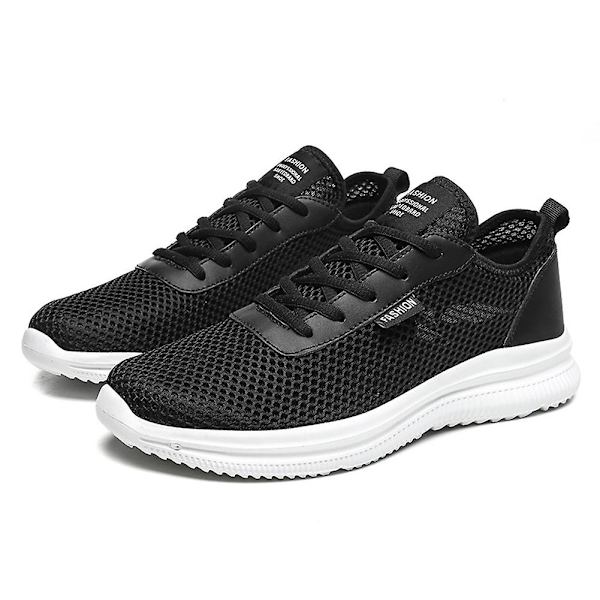Herr Mesh Tyg Sneakers Lättvikt Bekväma Löparskor För Vandring Black Or White 47