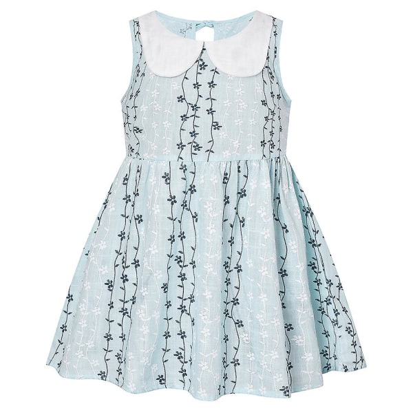 Summer Toddler Baby Girls Princess ärmlös blommig klänning Holiday A-line klänningar Light Blue - Floral Print 4-5 Years
