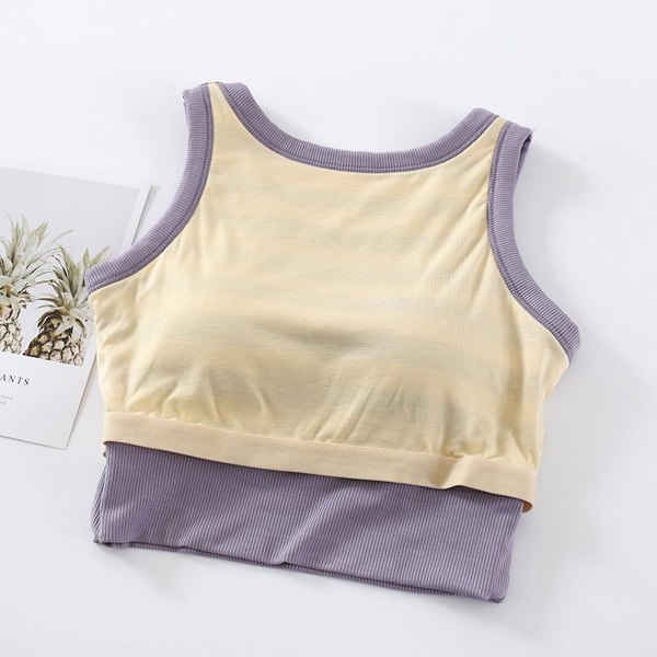 Dame Rund Hals Camisole Stripete Vest Ribbestrikket Tettsittende Ermeløs Crop Tank Topper For Shopping Dates Reise Army Green XL
