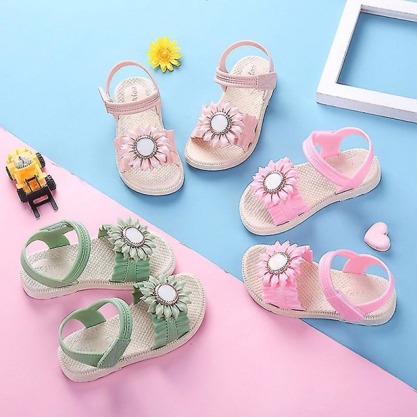 Pigesandaler med åben tå, margueritblomst, sommerstrandsko med PVC-sål, skridsikre Peach Red 30