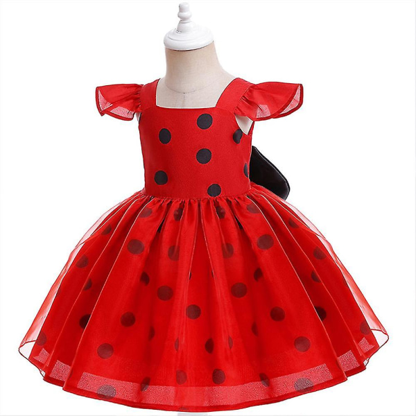 1-9 år Barn Flickor Polka Dots Princess Dress Halloween Party Carnival Dress Gifts-a 6-7 Years