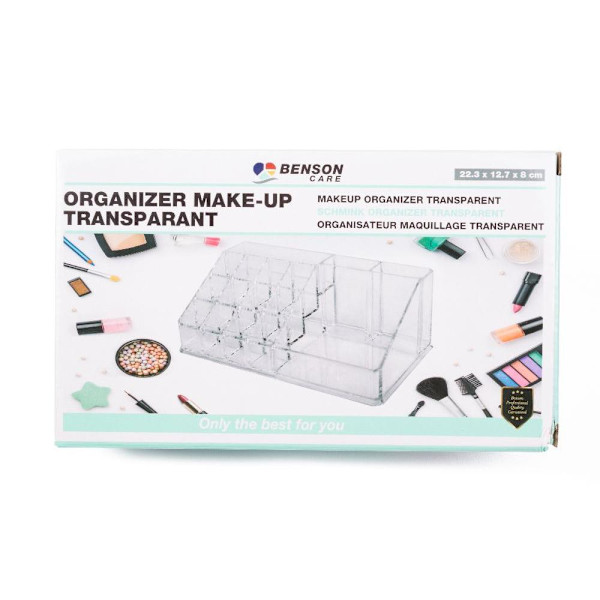 Sminkholder / Stativ til Sminke - 16 rum - Sminkeopbevaring transparent