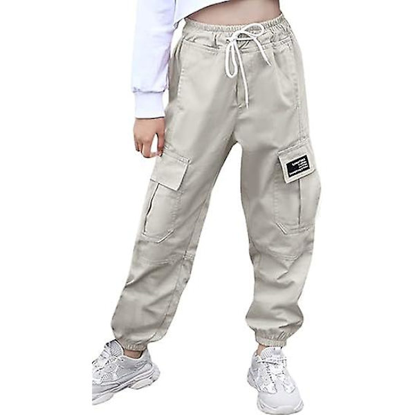 Børns Medium til Store Børns Afslappede Bukser og Pigers Overalls Beige 140CM