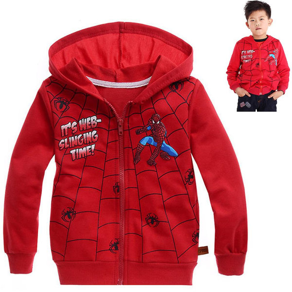 Barn Pojkar Spider-Man Tryck Långärmad Hoodies Jacka Casual Dragkedja Huvtröja Ytterkläder 7-8 Years