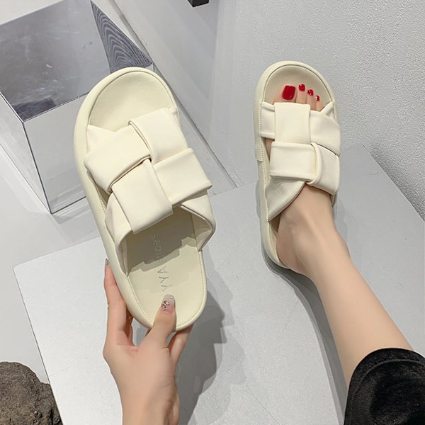 Dame Åben Tå Sandaler Hjemmesko Kvinde Skridsikre Sandaler Egnet Til Camping Indendørs Gåture Creamy-white 40