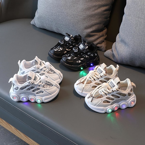 Toddler Sneakers Flickor Pojkar Slip On Pu Läder Sneakers Med Spänne För Barn Dagliga Skor White 22