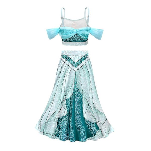 Jasmine Prinsessdräkt för Flickor Utklädnad Födelsedag Halloween Party Kostym 3 pcs 150