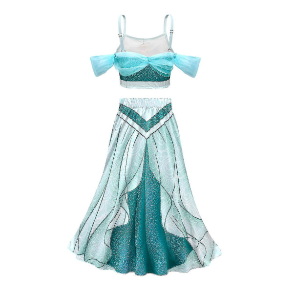 Jasmine Prinsesse Kostume Til Piger Udklædning Fødselsdag Halloween Fest Kostume 4 pcs 130