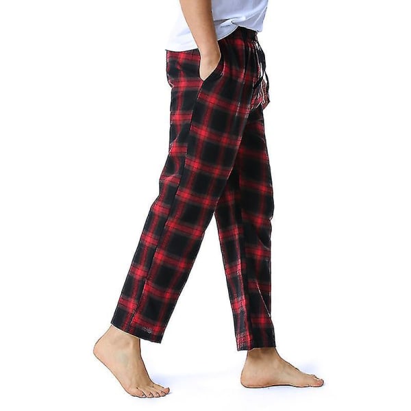 Bomullsbyxor för män, vävda pyjamasbyxor, rutiga, lätta loungebyxor COLOR 6 L