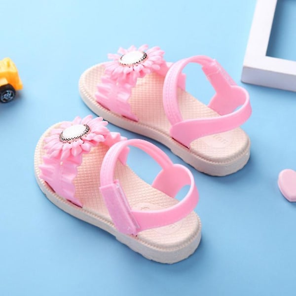 Pigesandaler med åben tå, margueritblomst, sommerstrandsko med PVC-sål, skridsikre Peach Red 29