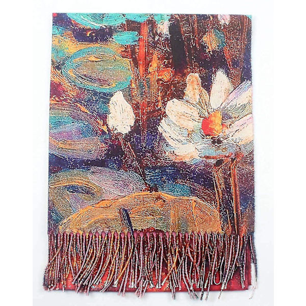 Blødt Cashmere-lignende Tørklæde til Kvinder Elegant Stort Vinter Varmt Tørklæde Sjal Wrap Gaver Monet Klimt Va