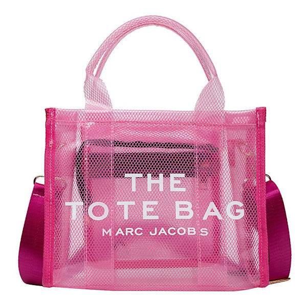 Dam Tote Väska, Genomskinlig Mesh Handväska Med Dragkedja Crossbody Väska För Kontor Resor Skola Strand Rose Red