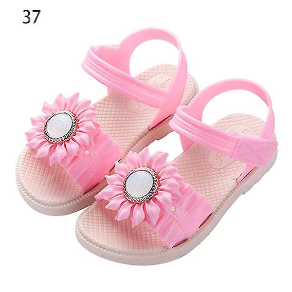 Pigesandaler med åben tå, margueritblomst, sommerstrandsko med PVC-sål, skridsikre Peach Red 37