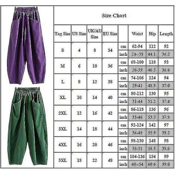 Dame Elastisk Talje Harem Løse Bukser Ensfarvede Poset Aladdin Bukser Green 4XL