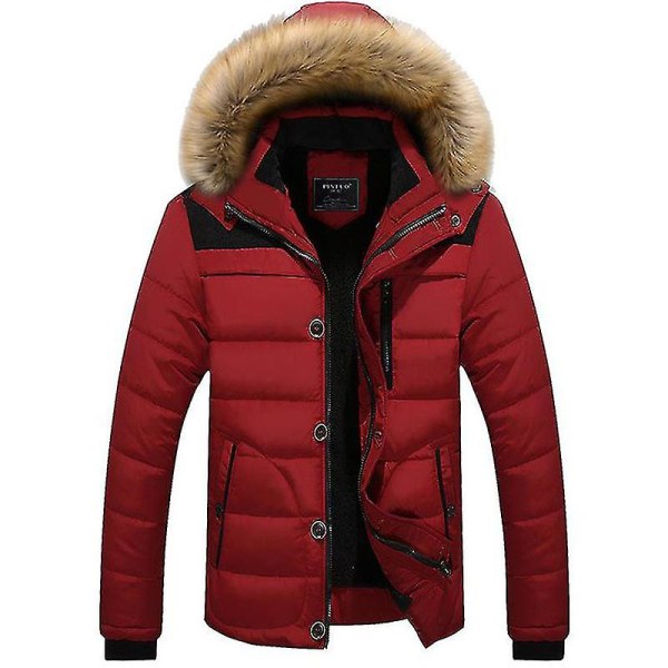 Herre Fuskepels Hettejakke Vattert Boblejakke Red 2XL