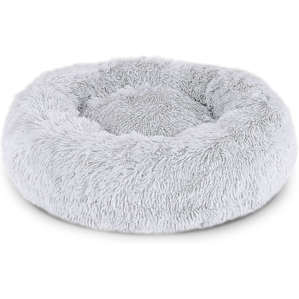 Kæledyrsseng til katte og hunde Rund plys hundeseng Donut-formet katteseng Farve og størrelse valgfri gray 70cm