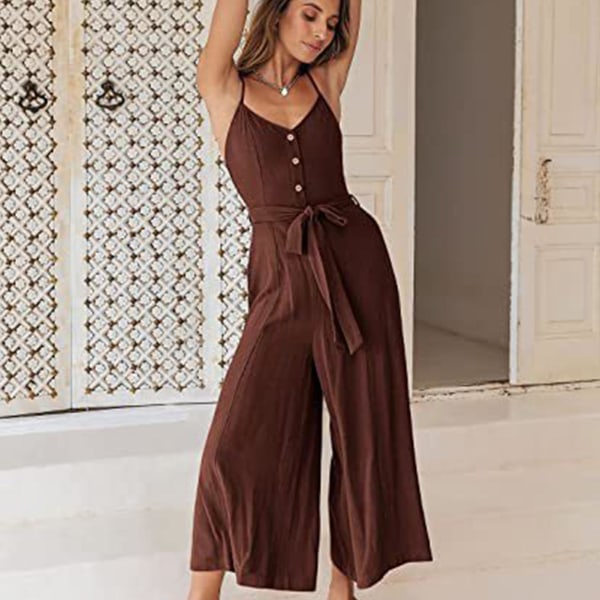 Sommarhängselkläder för damer Strandresekläder med fickor Lämpliga för flickor Kvinnor Älskare Mamma Wine Red XL