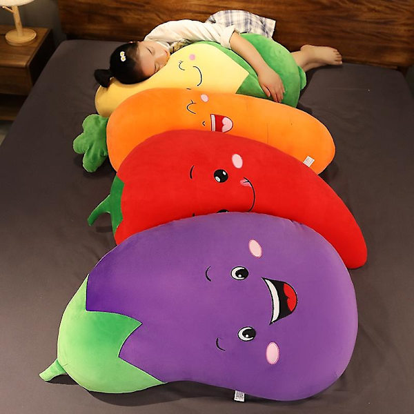 1 st 30/50 cm Tecknade Grönsaker Plyschleksaker Söta Mjuka Simulerings Morot Aubergine Chili Majs Växt Kudde Fyllda Dockor För Barn about 75cm eggplant